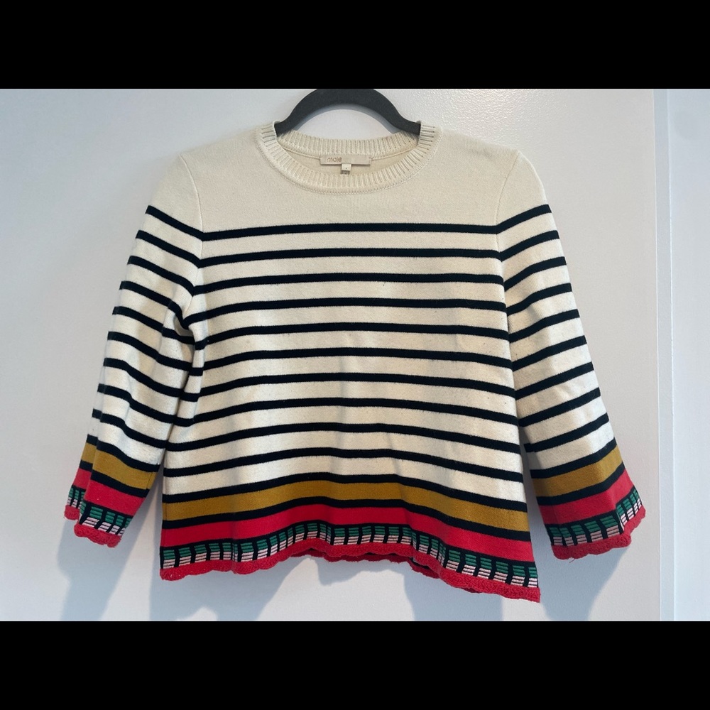 Multi colored French style crew neck sweater